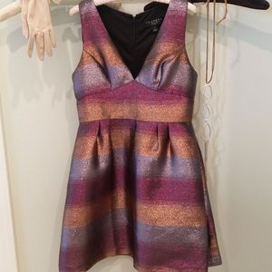 Laundry Purple Striped Metallic Gradient Dress